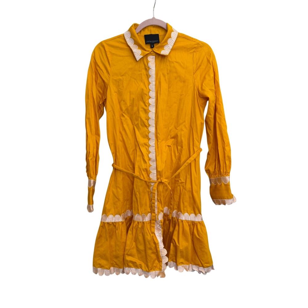 Cynthia Rowley Cecily Scallop Embroidery Shirt Mini Dress Size Small Summer - Picture 11 of 11